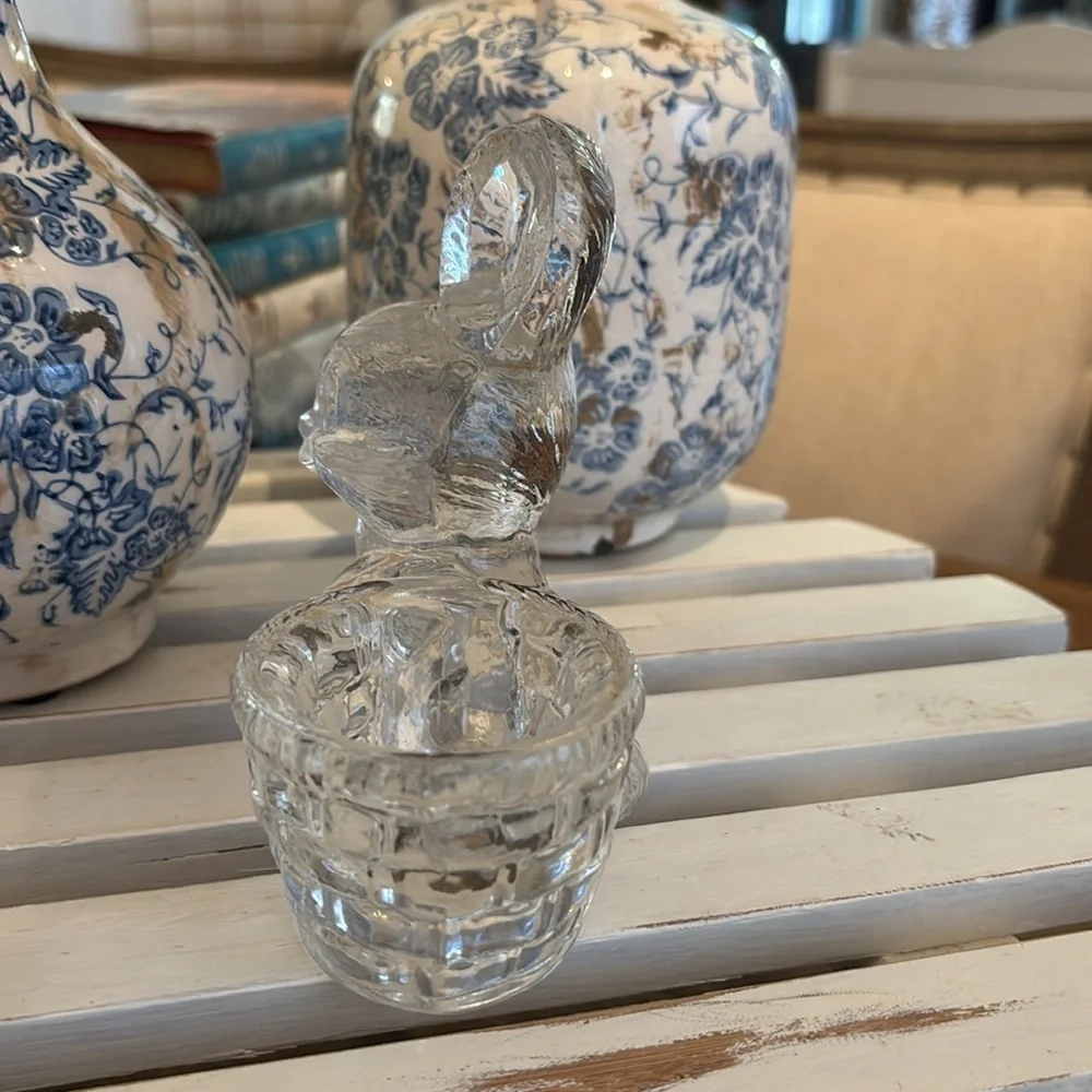 Vintage Glass Goebel Bunny Tea Light Holder.  Antique | Collectible | Retired
